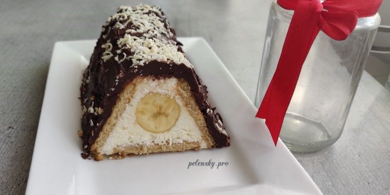 Торт без випічки “Сирна хатинка” з бананом.