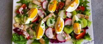 Весняний салат з яйцями і овочами
